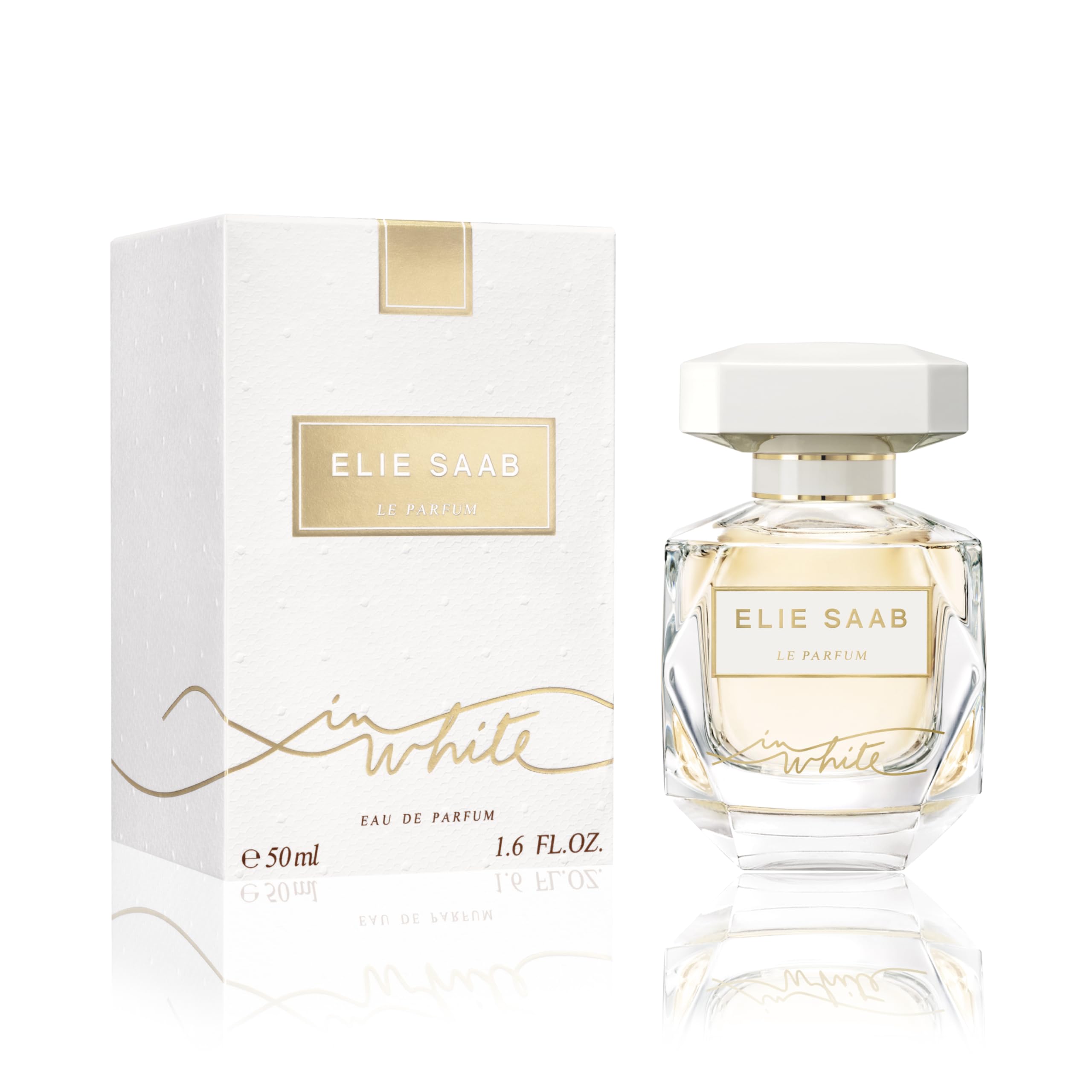Elie Saab Le Parfum in White 50 ml – Eau de Parfum für Frauen – Fruchtiger Chypre-Duft – Lebendige Noten von roten Früchten, Birne und Patschuli – Transparenter Glasflakon