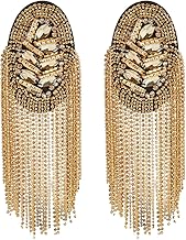 SUPERFINDINGS 2 Pz Distintivi di Spalla di Strass Staccabili Spalline di Nappa di Ferro Retro Spilla di Spalla Dorata per Uomini e Donne Panno Uniforme Accessori, 185x54mm