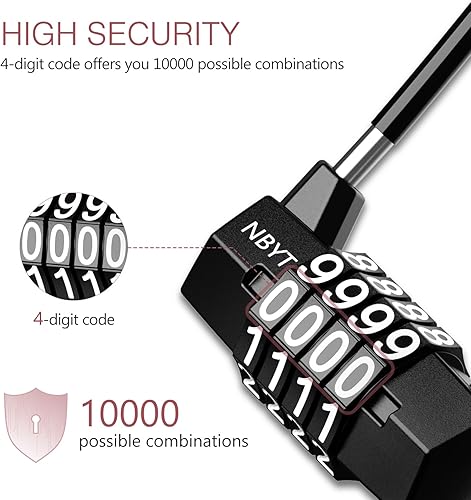 Miniatura 3 de LOFICOPER Cerradura de combinación de grillete largo, candado largo con combinación de 4 dígitos, resistente al agua, para exteriores, cerradura de