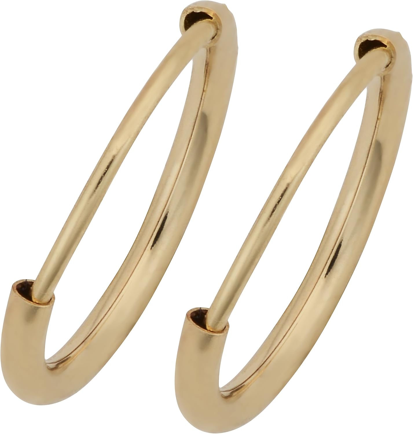 14k Yellow Gold 1mm Thick Round Tube Endless Hoop Earrings (10, 12, 14, 16 or 18 mm)