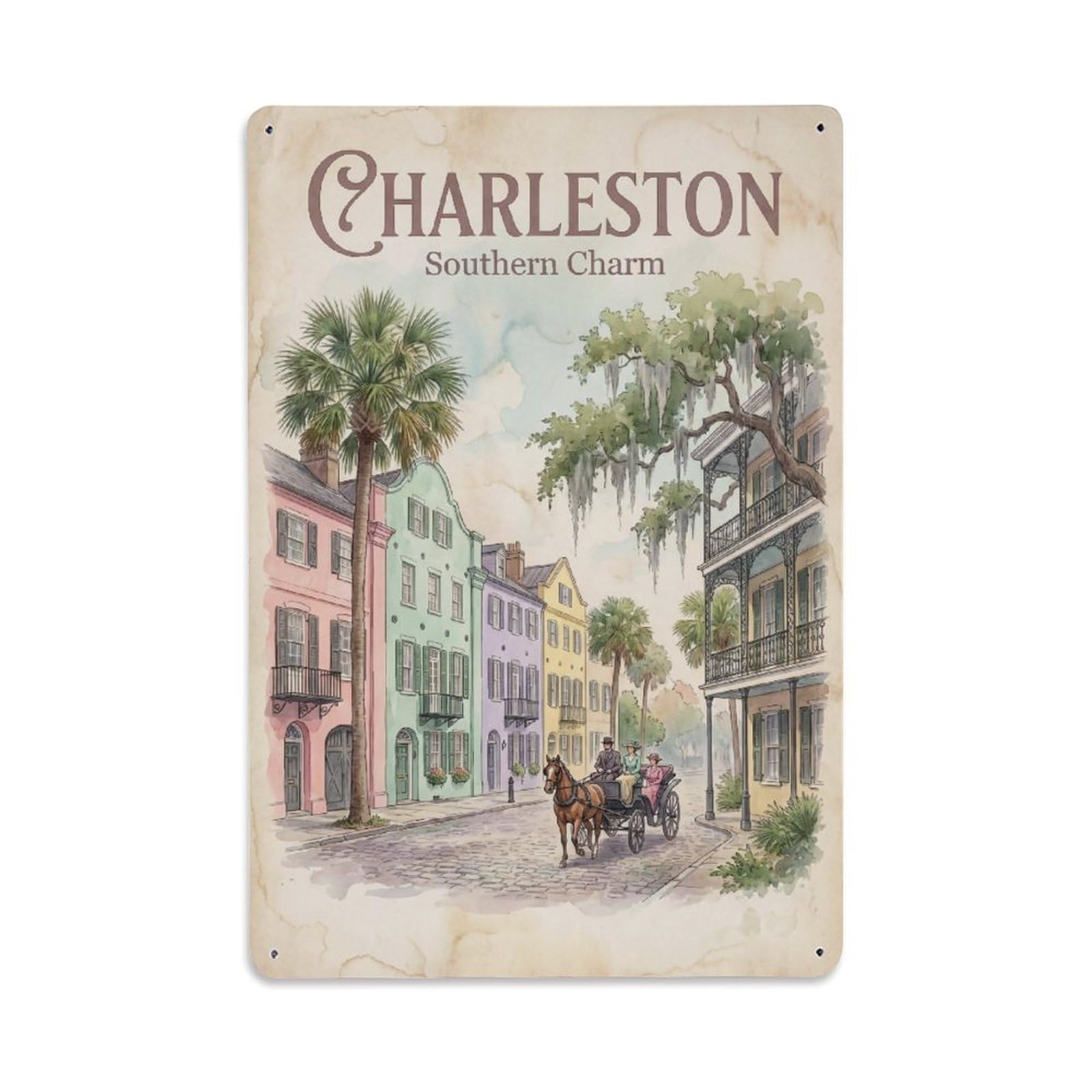 Metal Tin Sign Retro USA Charleston Travel
