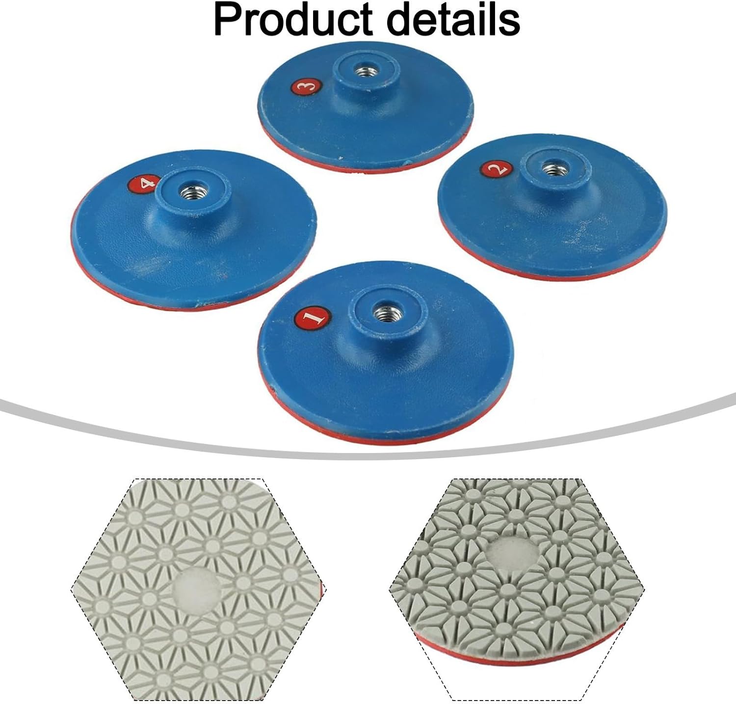 4-Inch 4-Step Wet/Polishing Pads Granite, Marble & – Emery Sanding Discs with 150# / 500# / 1000# / 2000# Grit, 100mm Diameter, Blue (4-Pack)