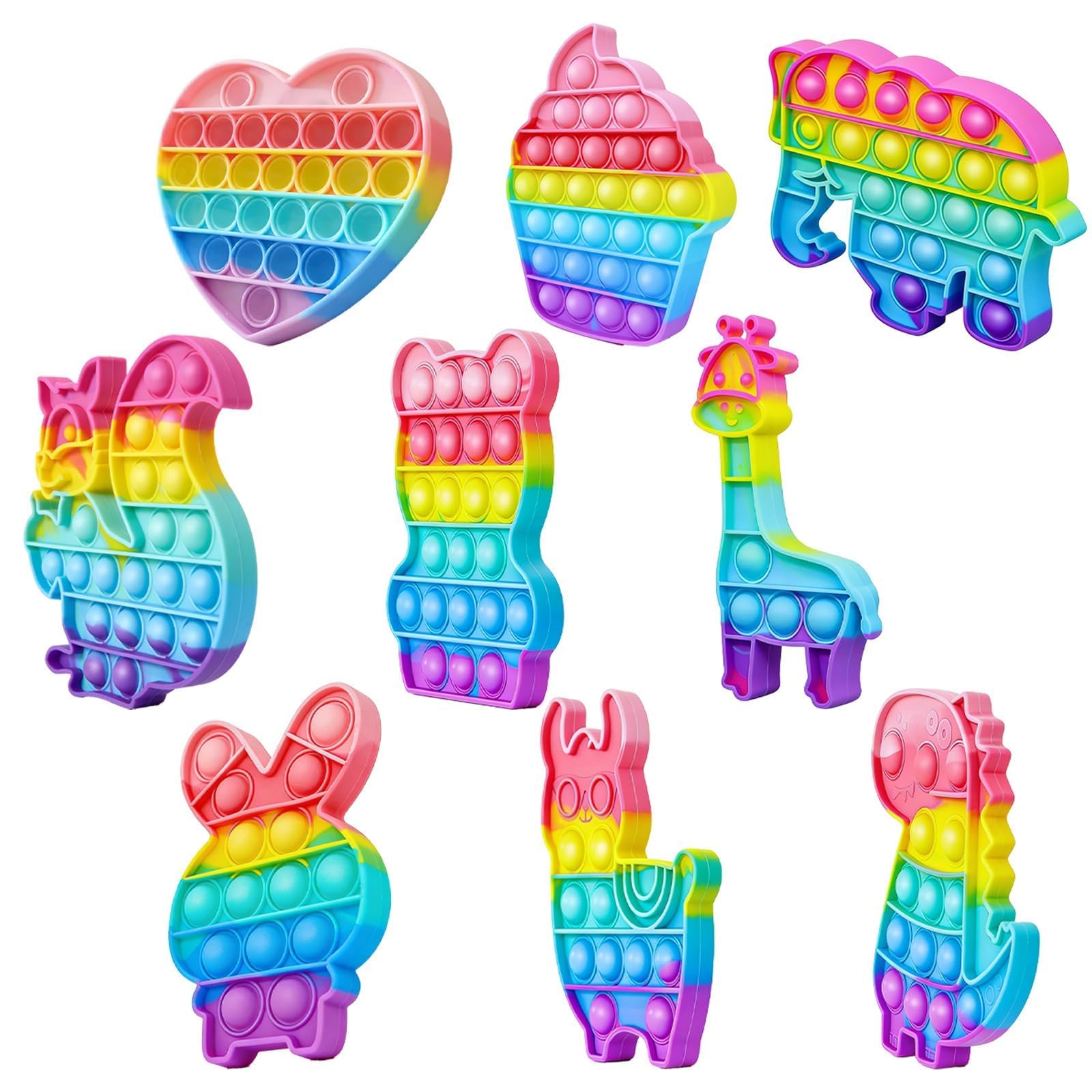 9 PCS Fidget Sensory Set, Rainbow Sensory Fidget for Anxiety Fun Fidgets, Animal Fidget Set for Relaxation Learning Relieve Stress (Suitable for People Aged 15 and Above)