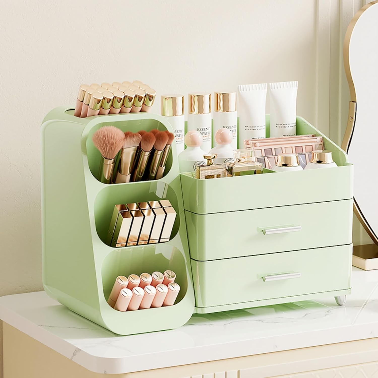 Makeup Organizer with Drawers for Vanity,Spacious Cosmetic Display Case,Perfect Storage Solution for Your Beauty Essential (All Green) - Image 8