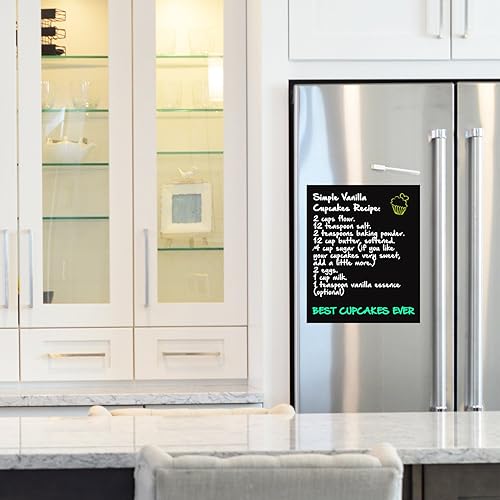 Miniatura 9 de Pizarra magnética negra de borrado en seco para cocina u oficina, con marcador de tiza magnética blanca (2 x 50 pies)