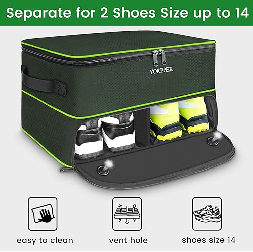 Miniatura 2 de YOREPEK Organizador de maletero de golf de 2 capas, regalos de golf para hombres con compartimento ventilado separado para 2 pares de zapatos,
