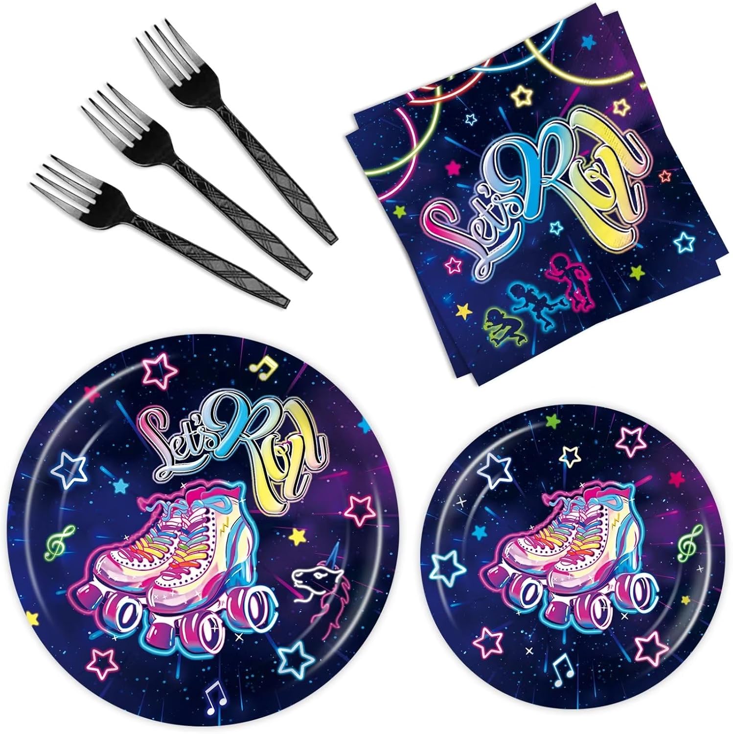 96 Pcs Roller Skating Party Supplies Roller Skate Plates