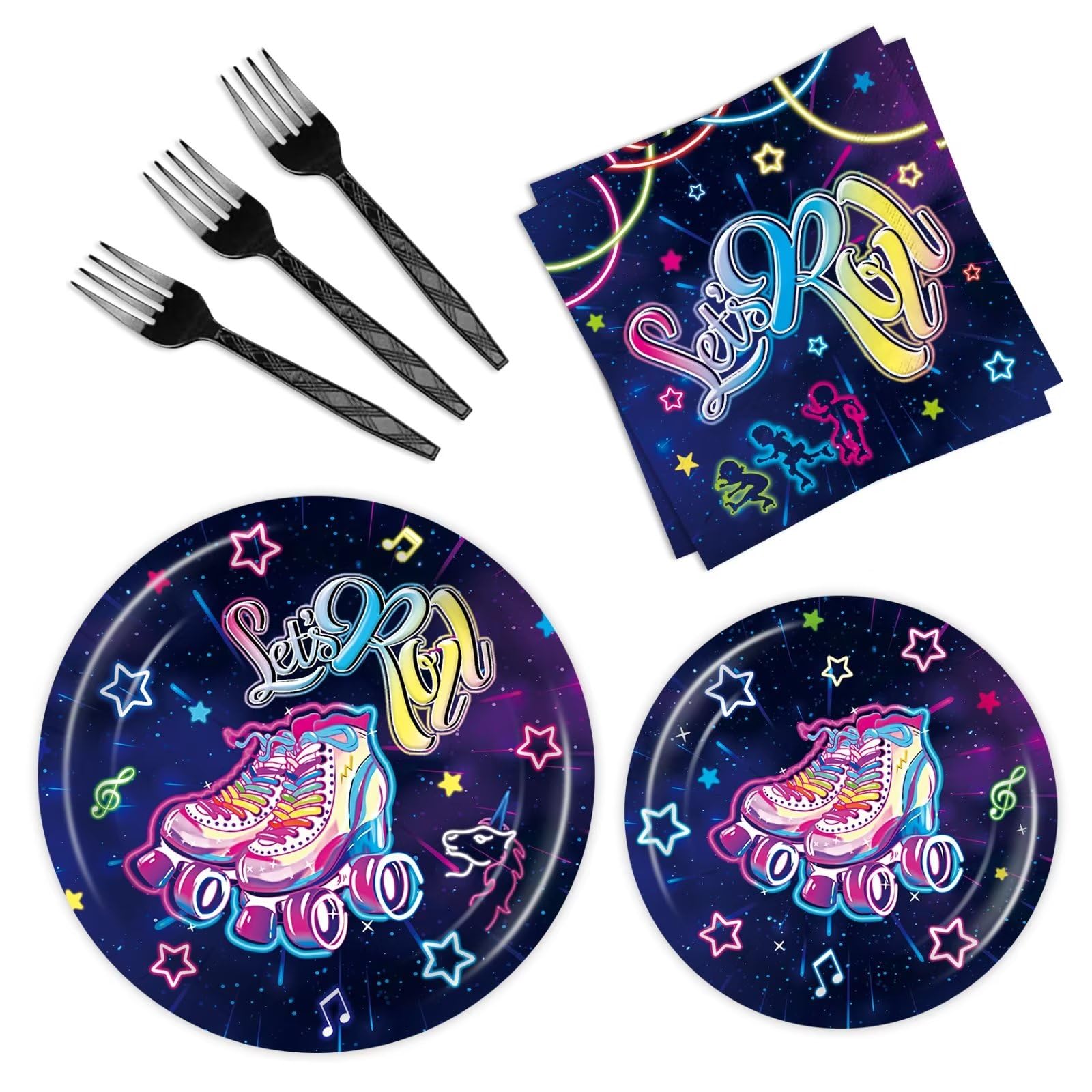 96 Pcs Roller Skating Party Supplies Roller Skate Plates Roller Skate Party Decorations Roller Skating Party Favors