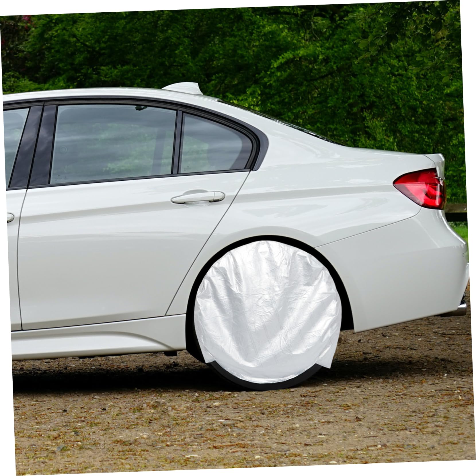 4 Stück Reifenabdeckungen aus Aluminiumfolie Baumwolle Universeller Sonnenschutz für Autoreifen und Wohnmobil Reifen Schutz bei Jahreszeiten