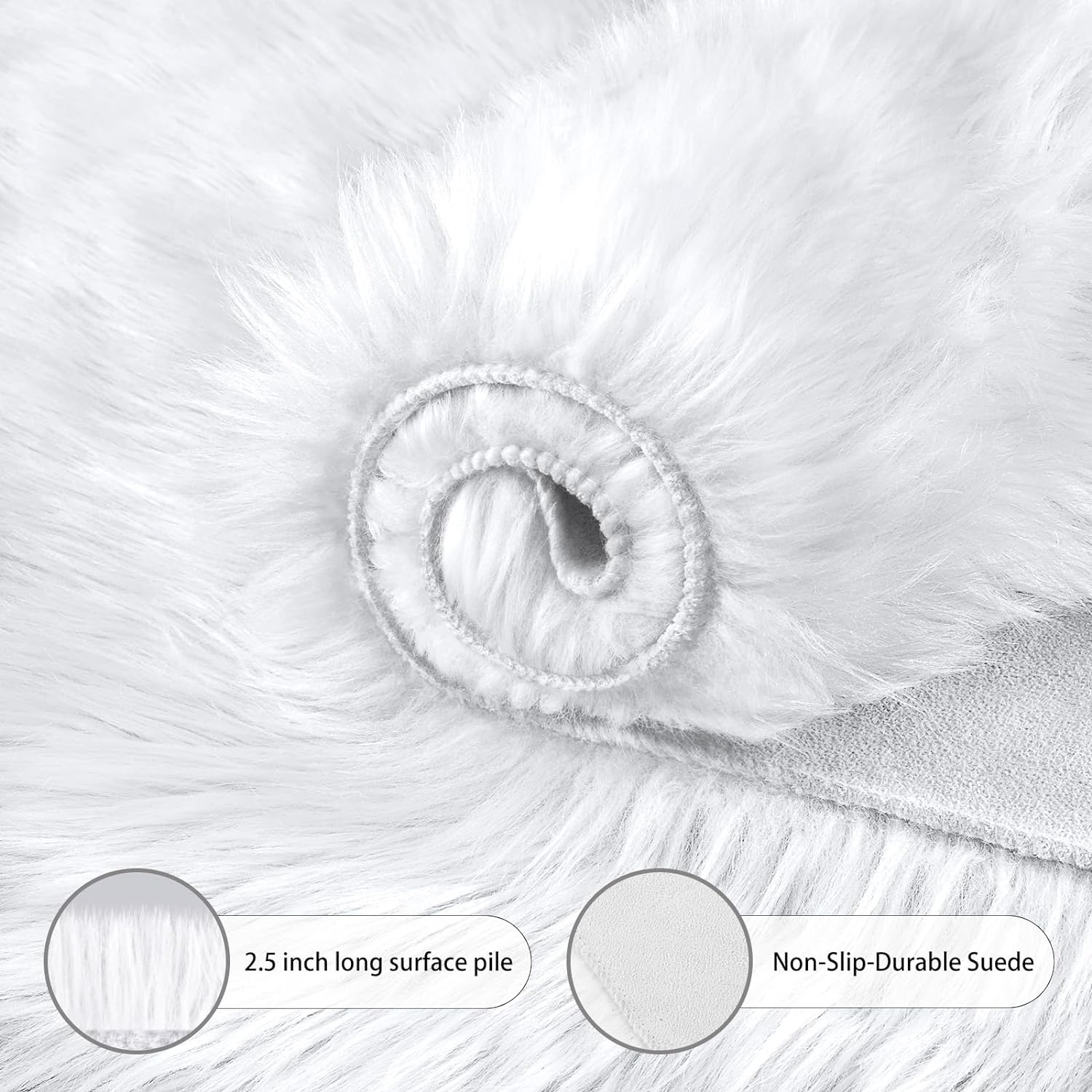 Ciicool Faux Sheepskin Rugs Soft Faux Fur Rug White Fluffy Chair Couch Cover Fuzzy Carpet for Bedroom Floor Sofa Living Room 2x3 Feet