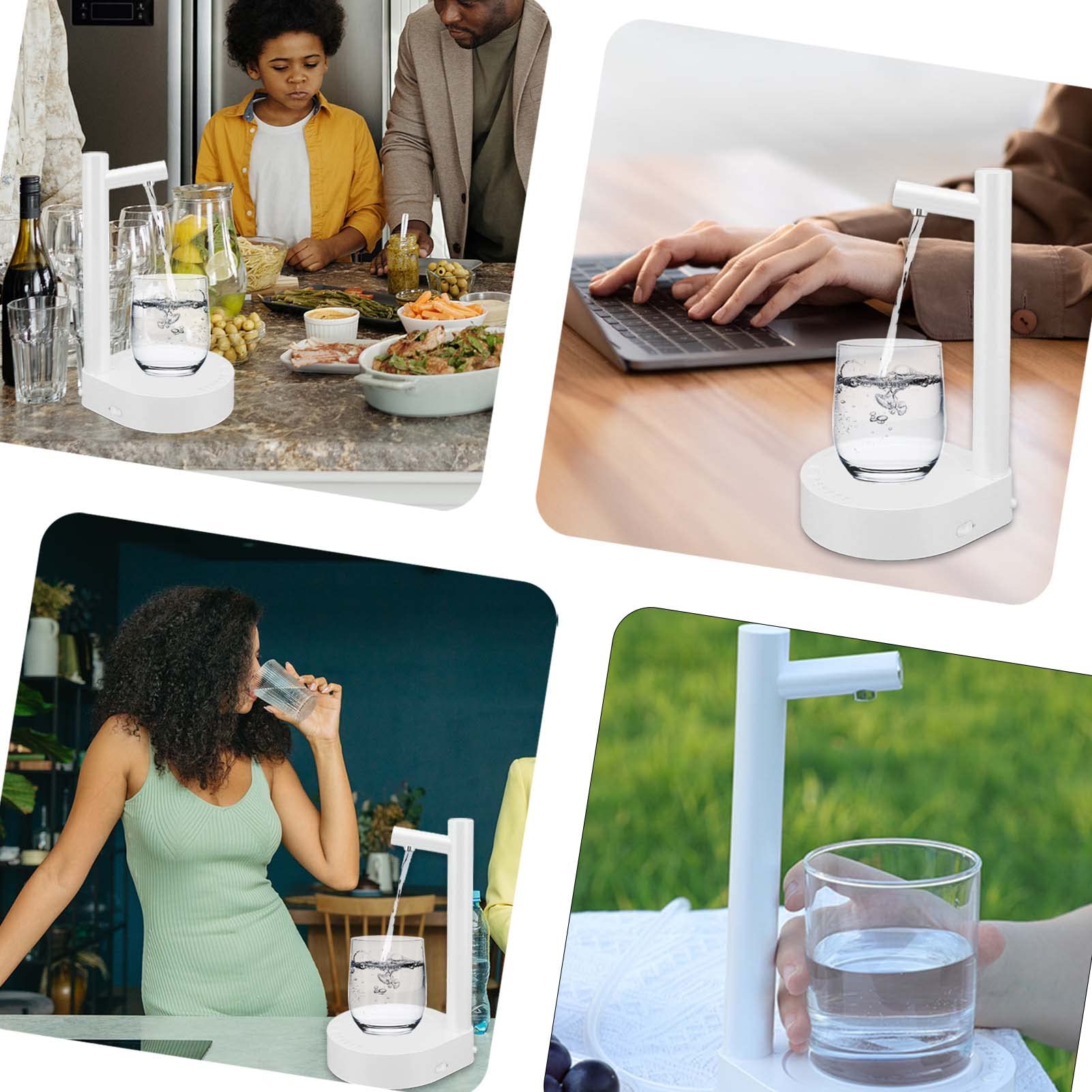 Elektrische waterflespomp, draagbaar en oplaadbaar, automatische waterdispenser voor thuis, kantoor, keuken en camping (wit Elektrische waterflespomp, draagbaar en oplaadbaar, automatische waterdispenser voor thuis, kantoor, keuken en camping (wit