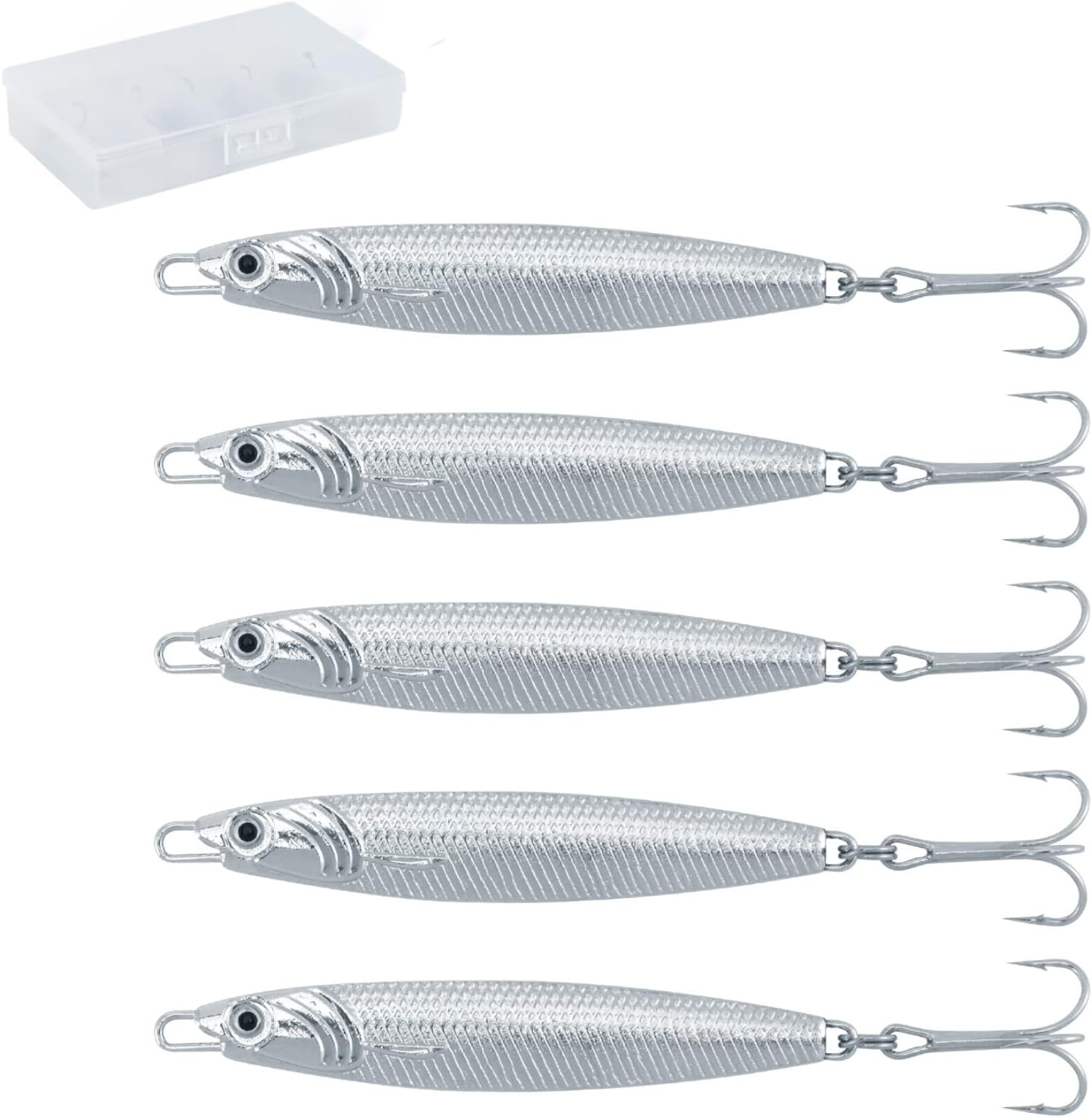 Dr.Fish Metal Sea Fishing Lures Silver Minnow Spoon Sea Fishing Tackle Mackerel Cod Bass Pike Stinger Spinner Lures Metal Jigs