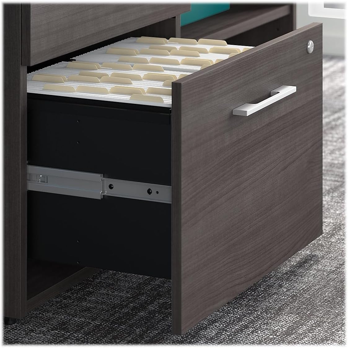 Bush Business Furniture Office 500 Low Storage Cabinet with Drawers and Shelves in Storm Gray