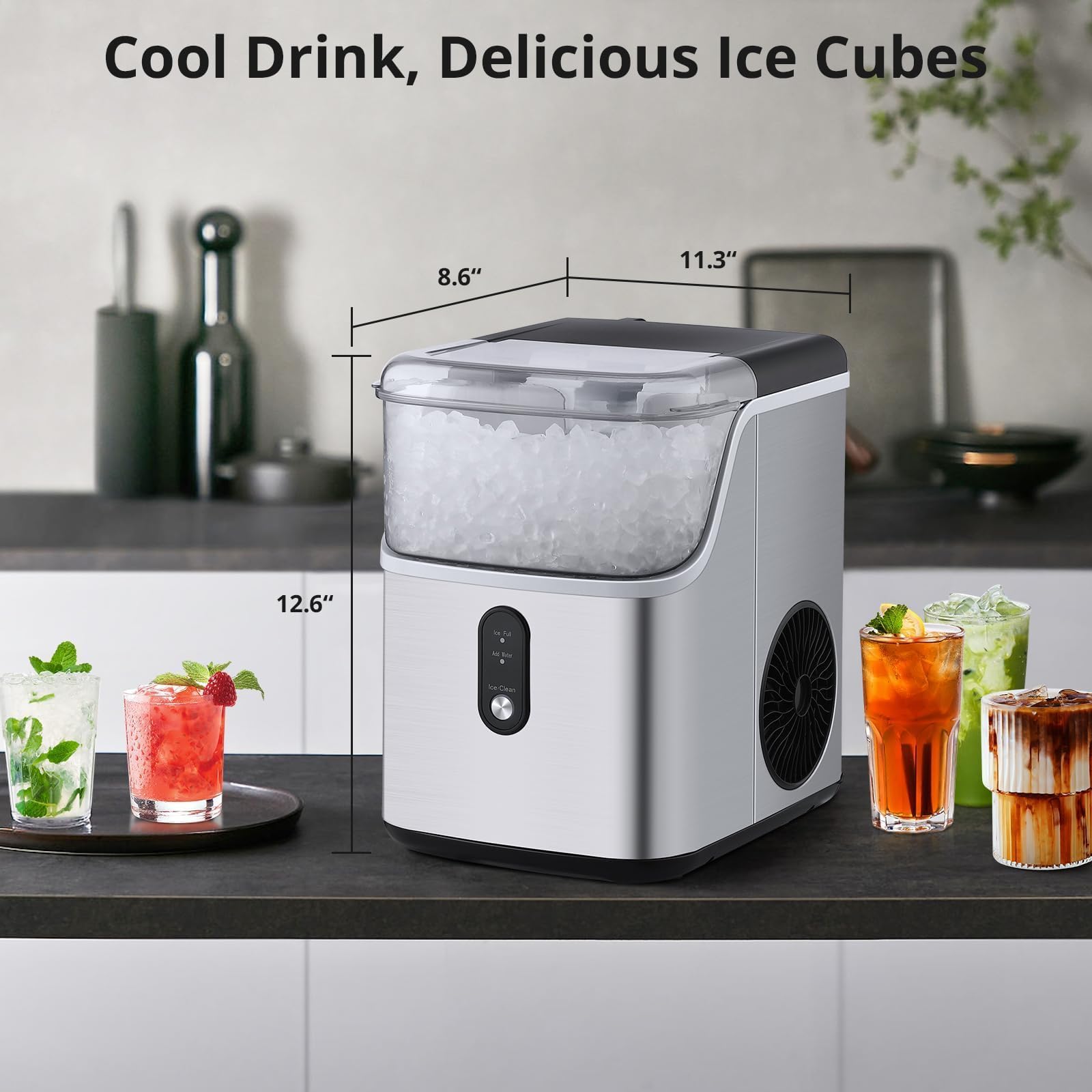 Garveehome Portable Pebble Ice Maker - 35 Lbs/Day Crushed Ice, Self-Cleaning, Compact Countertop For Home, RV, Camping & Office on Fridge.com - View 6