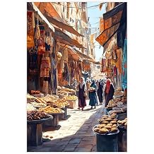 ghNDJdk Gaza Eid Market_ Festive Baklava & Maamoul Canvas Poster Bedroom Sports Landscape Office Room Decor Gift Unframe 16" L X 24" W