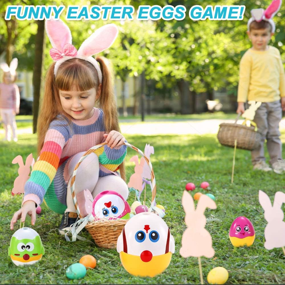 VATOS Nesting Easter Eggs Toy, Plastic Eggs Stacking Toy, Matching & Sorting Learning Toys for 1.5+ Years Old Toddler, Easter Egg Stuffers for Basket, Stacker Toys for 18 Months+ Baby