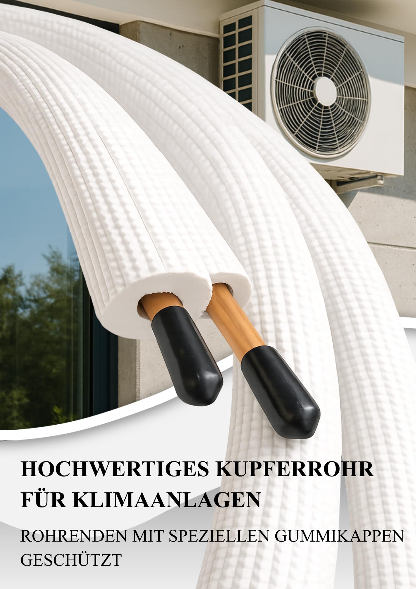 Black panda Kupferrohr-Set 1/4" & 3/8" – 2x24 m mit 9 mm Isolierung - Klimaanlagen Rohre aus hochwertigem Kupfer für Split-Klimageräte - Energieeffizient & korrosionsbeständig