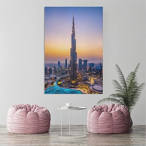 Miniatura 3 de Burj Khalifa - Póster de lienzo de rascacielos de Dubái Arabias, decoración de dormitorio, paisaje deportivo, oficina, habitación, regalo, póster de