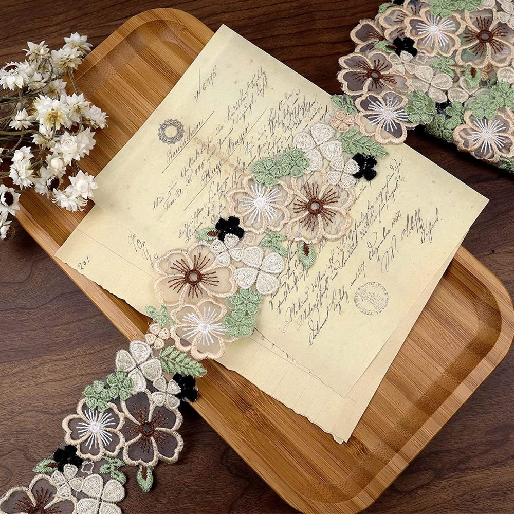 Amazon | レースリボン 花柄刺繍リボン 幅6.5㎝ 1.8m/巻 手芸用品 花柄