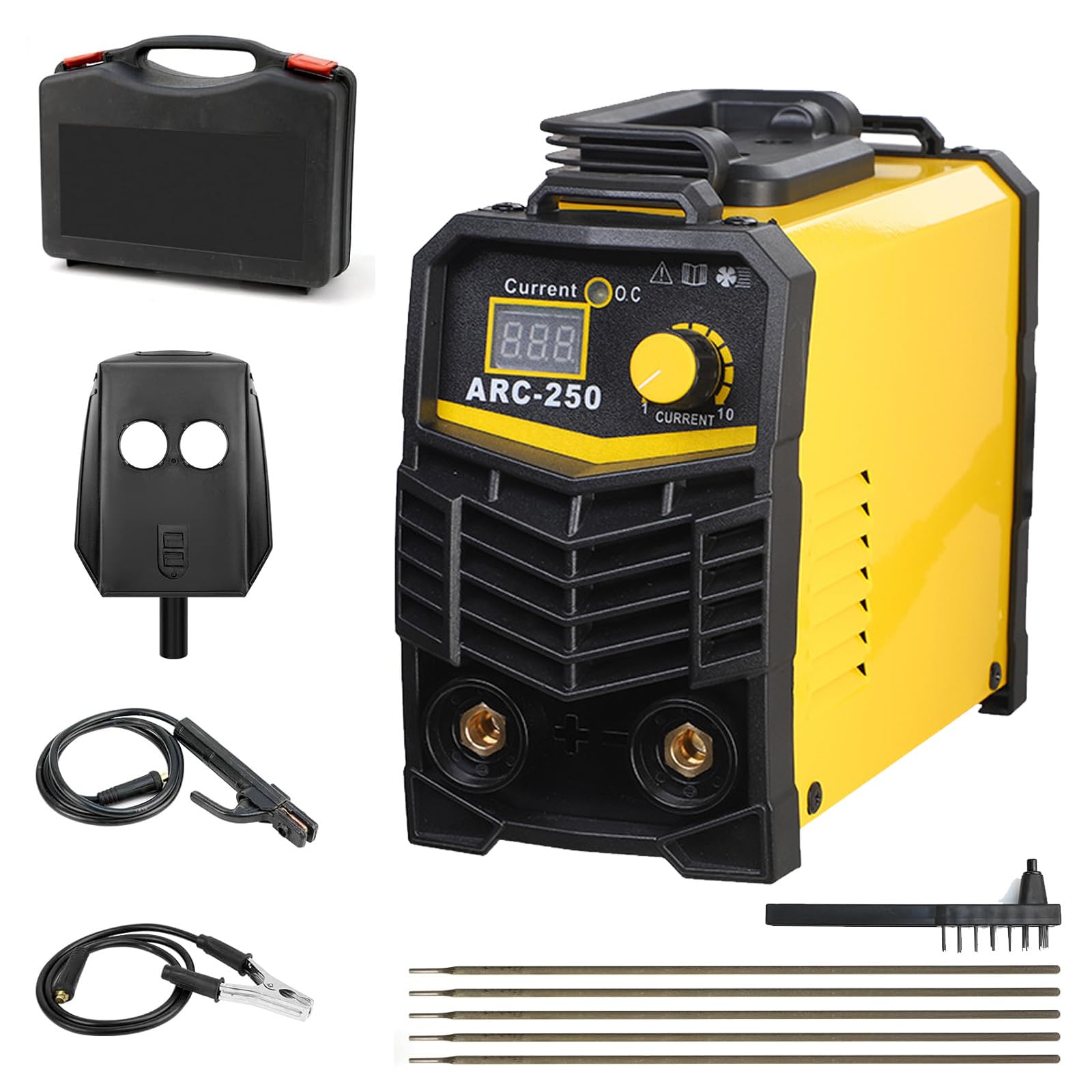 Mini saldatrice a bastone 3 in 1, 250 A, kit saldatrice ad arco MMA da 220 V, saldatrice inverter IGBT con display digitale a LED ad arco Forza ad arco anti-stick, saldatore MMA portatile per