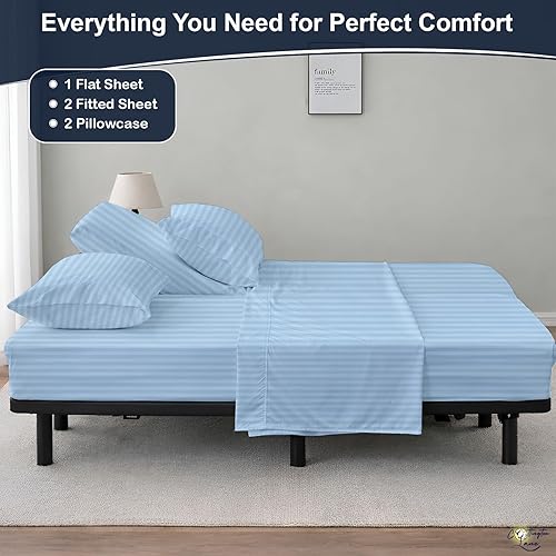 Miniatura 4 de Cottington Lane Juego de sábanas divididas tamaño Queen para cama ajustable, sábanas de algodón de alta calidad con bolsillos profundos de 16