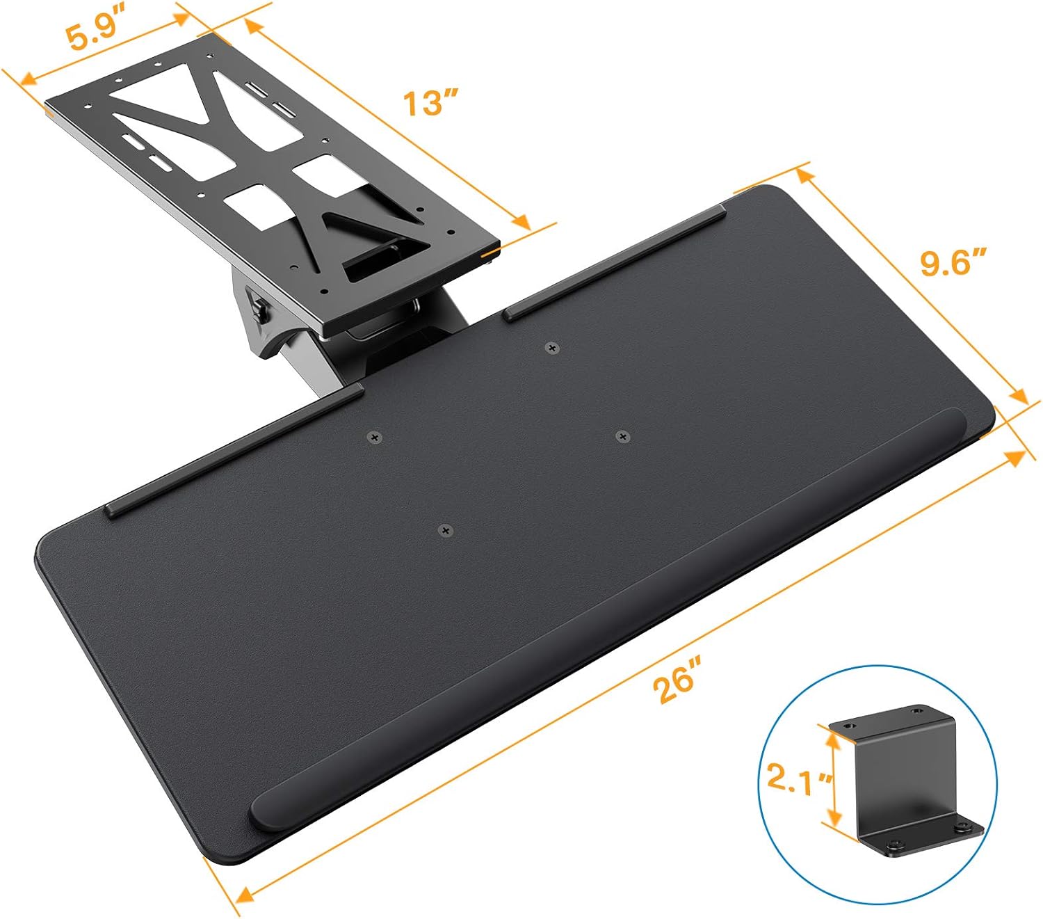 HUANUO Adjustable Keyboard Tray - Ergonomic Under Desk Computer Keyboard & Mouse Platform Tray, 26” x 9.6”,Black : Office Products