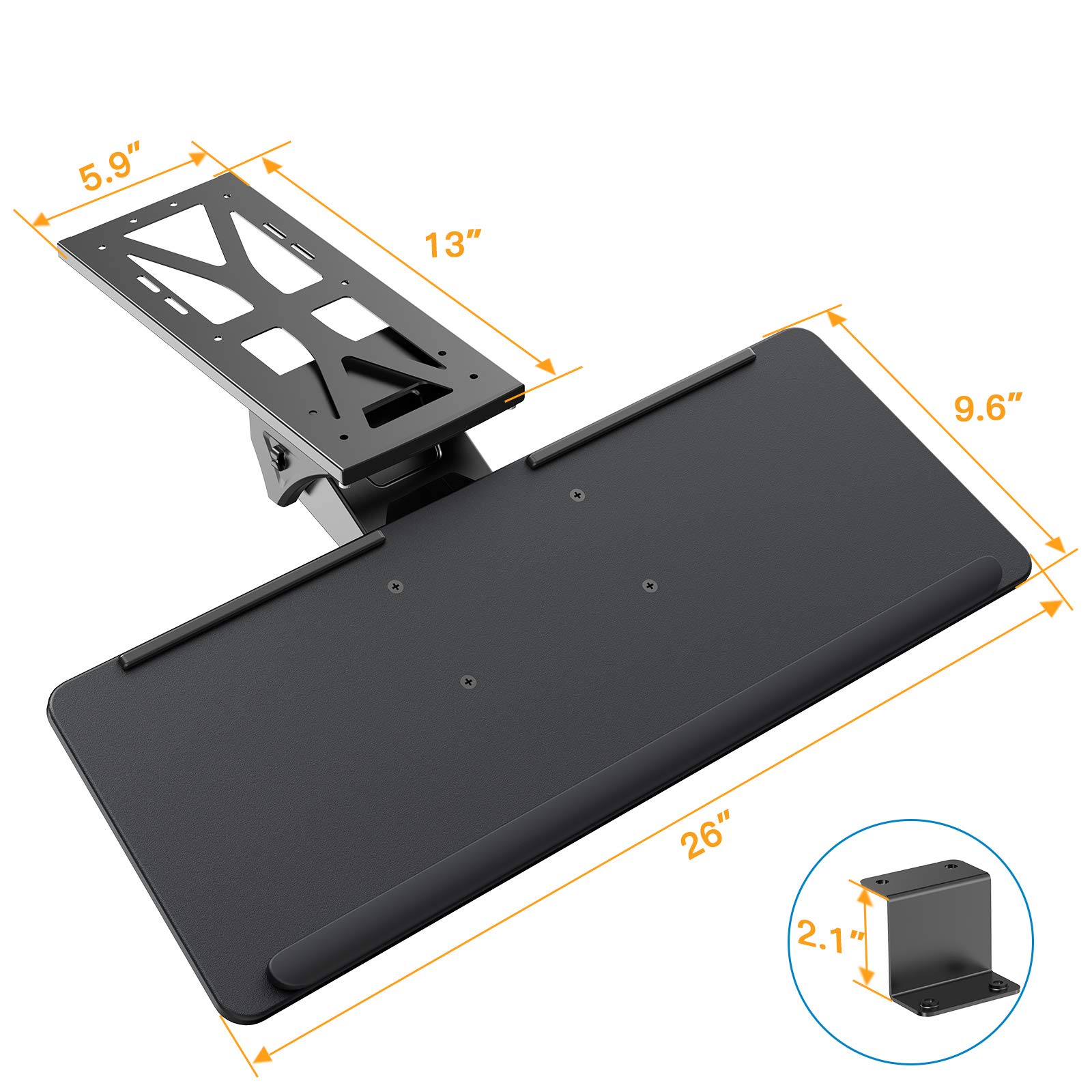 HUANUO Keyboard Tray, Under Desk Keyboard Tray, Sliding PullOut with