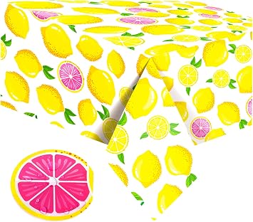 Lemon Tablecloth 108"x54" Lemon Party Decoration Disposable Summer lemonade tablecloth lemonade stand Table Cover for Summer Lemon Party Supplies Beach Picnic Kids Birthday Party Decorations1Pcs