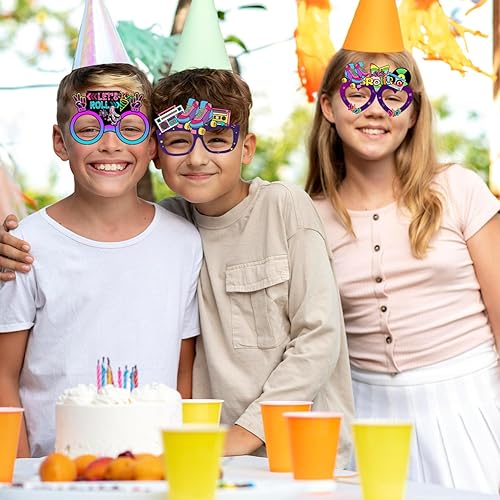 Miniatura 7 de 24 lentes de papel retro de los años 60 y 80 para patinaje sobre ruedas, suministros de fiesta de patinaje sobre ruedas, decoraciones de fiesta,