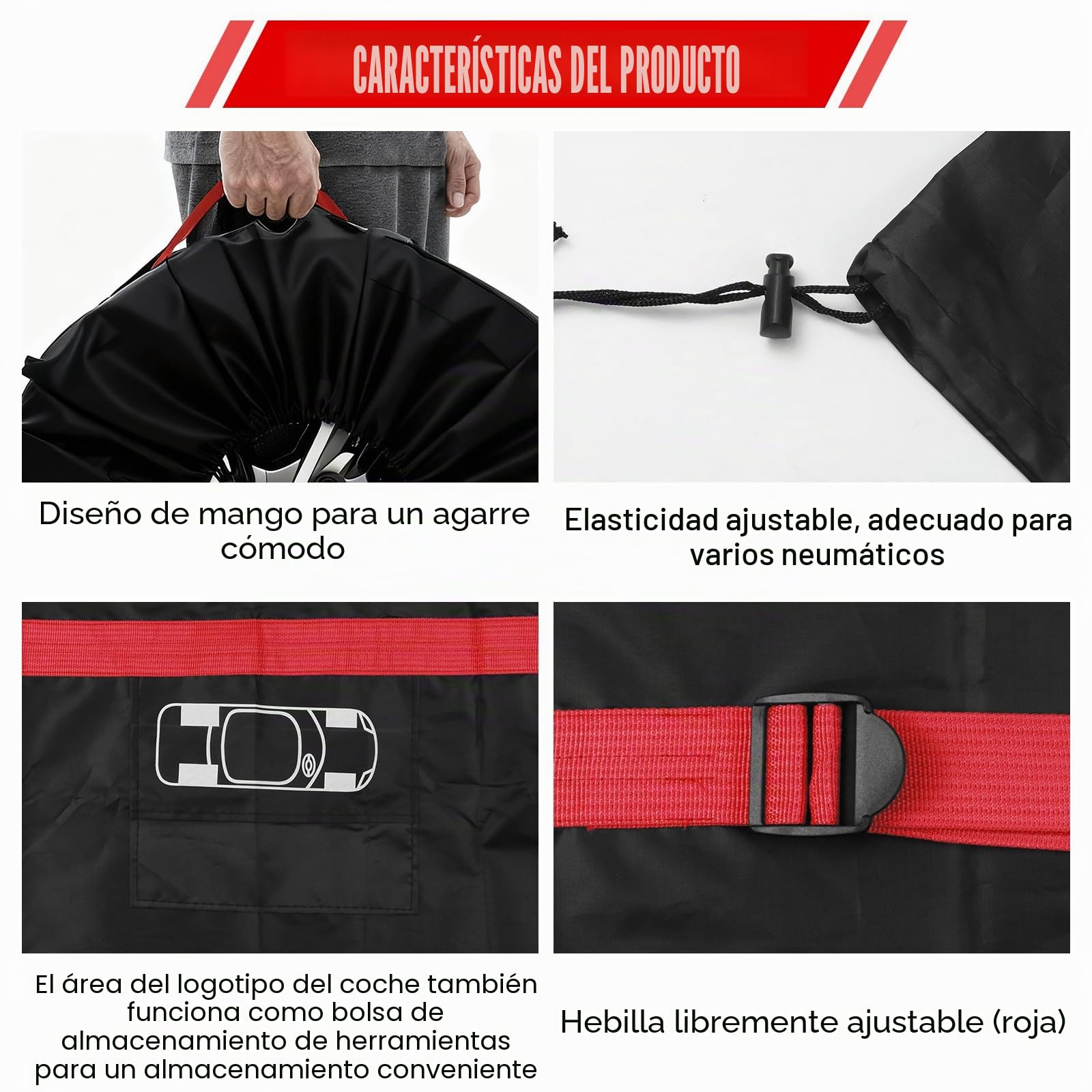 4 Bolsas para Neumáticos, Llantas de Coche 19-23 Pulgadas, Fundas de Repuesto, Tyre Covers para Protección de Ruedas, Transporte y Almacenamiento Limpio, Diámetro 80 cm