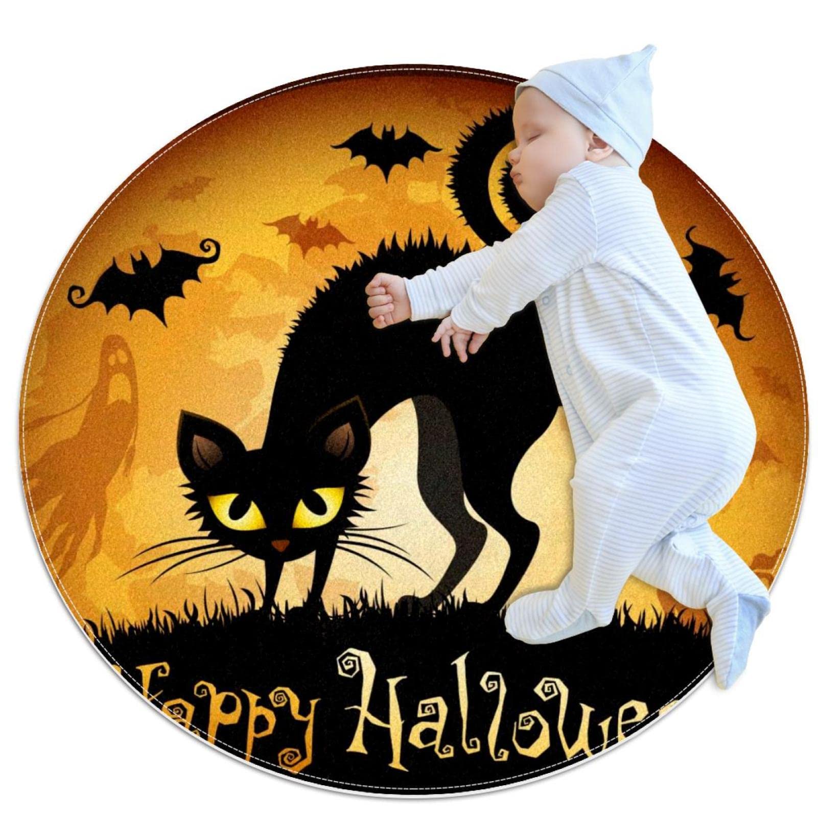 Tapis rond chat d'Halloween de qualité supérieure pour salon élégant