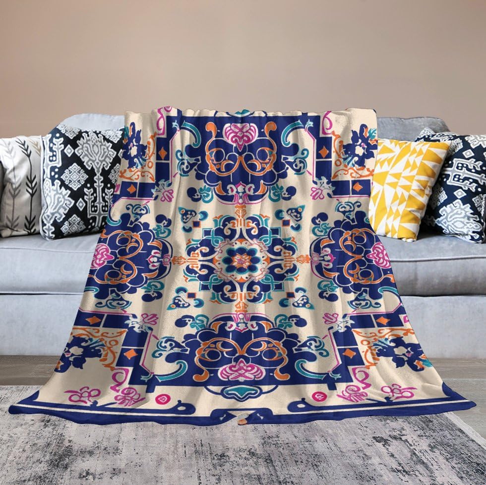 Couverture en micro polaire anti-froid à motif floral l Flanelle légère pour canapé