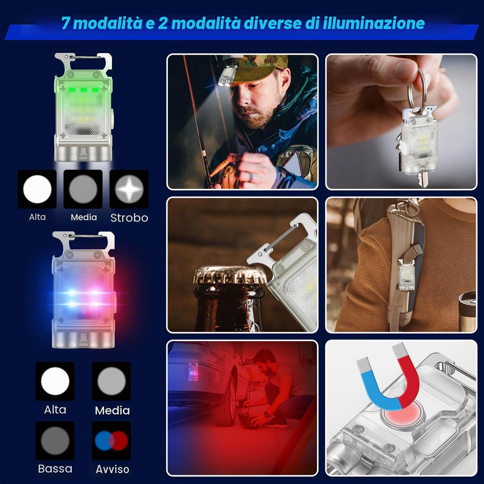 Torcia LED Potente Professionale, 1,000,000 Lumen Torcia Led Ricaricabile Potente, Ricaricabile USB Torcia Zoom, Per Campeggio Trekking Emergenza