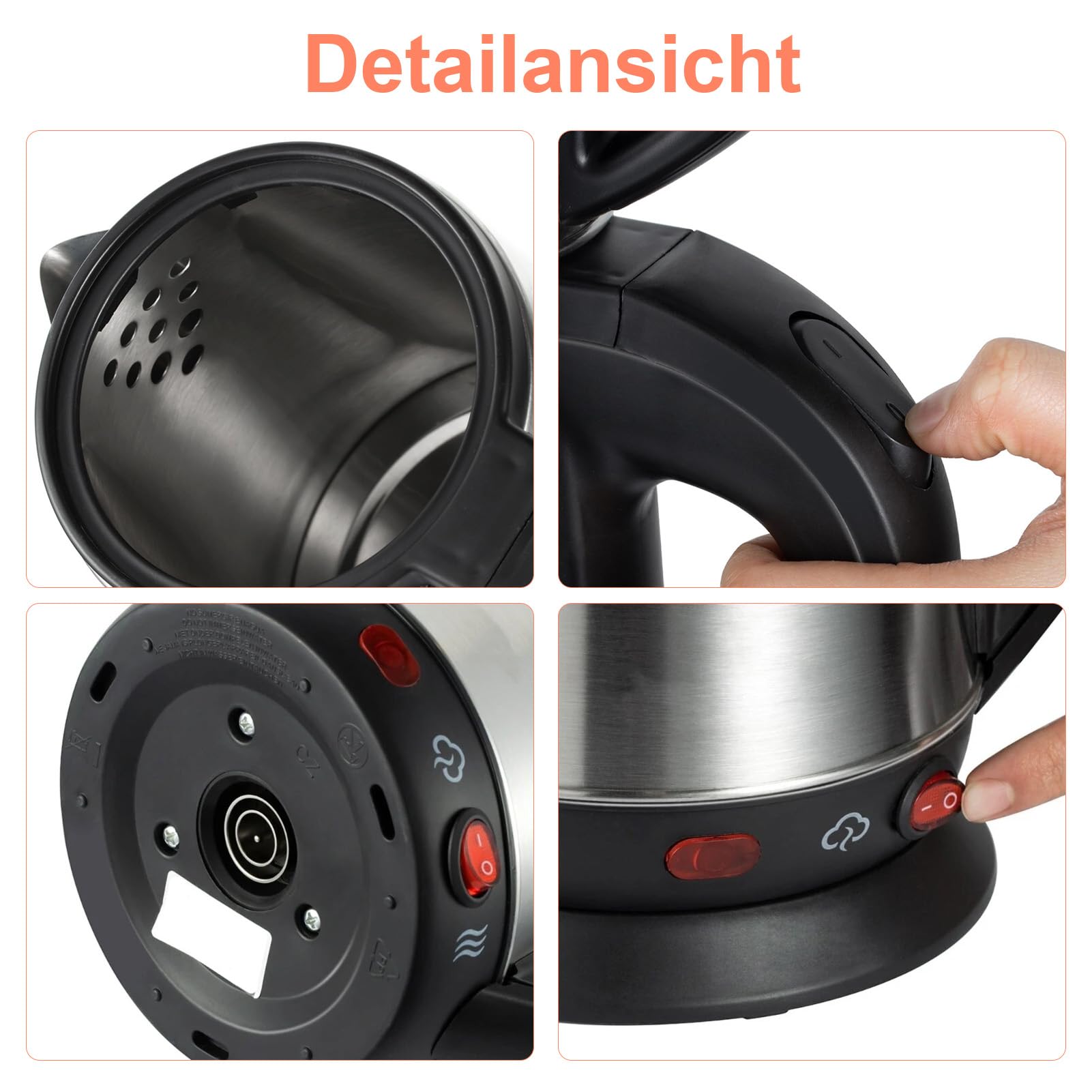 SENECESLI Elektrischer Türkischer Teehersteller, Edelstahl -Doppelkinder -Teekessel, Inklusive Infuser, Automatische Absperrung und Kochen Trockener Schutz, 1l Kessel + 2L Teekanne, 1800W (EU)