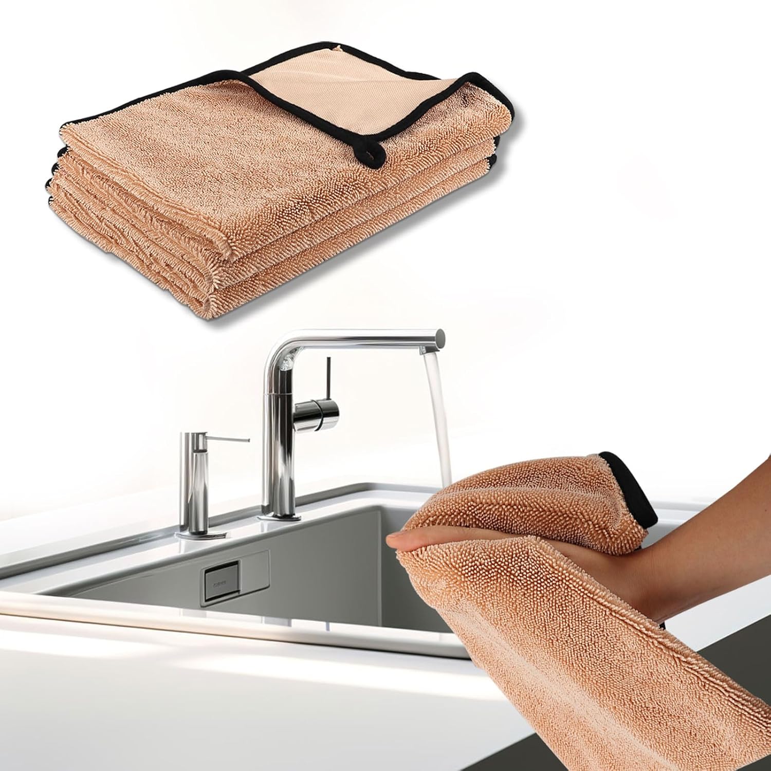 Shiny Bath XXL Drying Towel,Fast Drying Shower Towels,Microfiber Towels for Cars, Car Drying Towel Extra Large, Bath Towels for Bathroom,Car Home Office Cleaning (Camel-Brown)