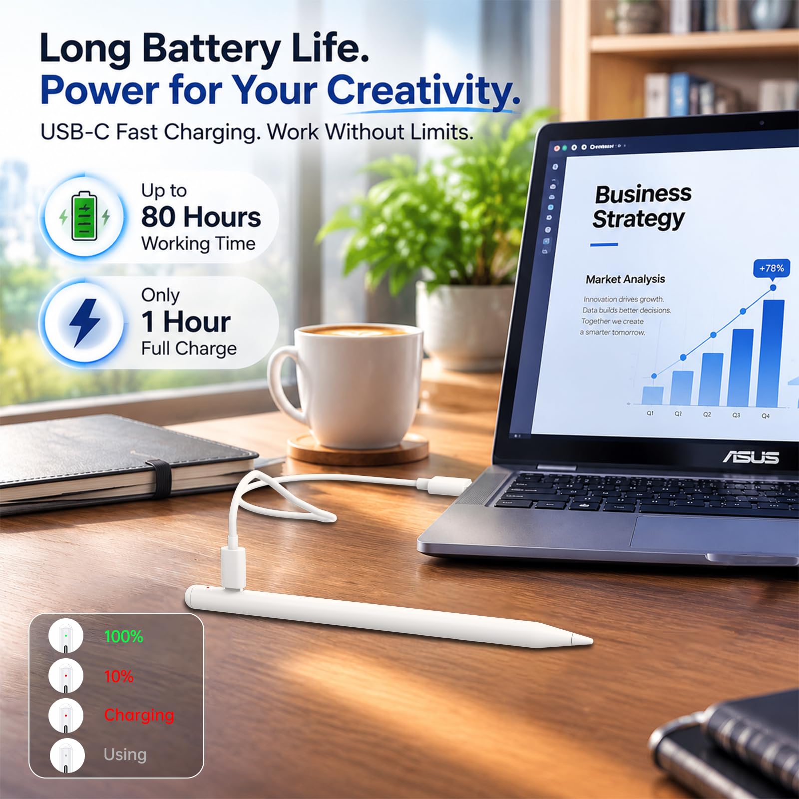 Lápiz capacitivo para portátil ASUS con pantalla táctil, recargable MPP 2.0