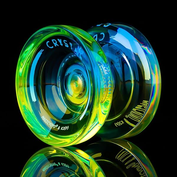 MAGICYOYO Crystal Yoyo K2 Blau Gelb, Responsive JoJo für Kinder Anfänger, Dual Purpose Yoyo Professional Trick JoJo, Kunststoff Yo yo mit Nicht reagierendem Jo-jo Lagersatz, 12 Saiten, Case - 2
