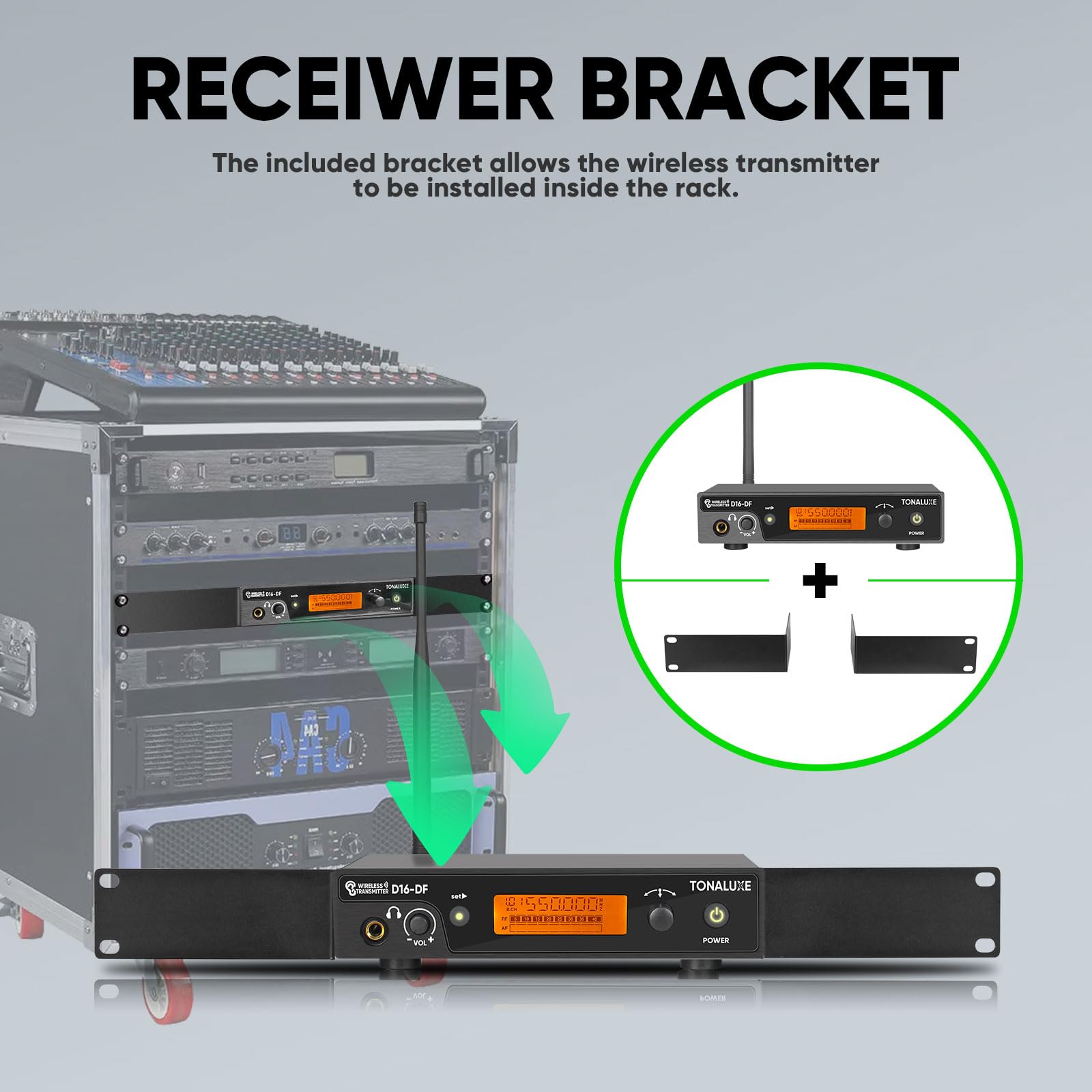 Kabelloses In-Ear-Monitorsystem, Stereo-Mono-IEM-System mit Metall-Rackmount-Sender, 4 Stück UHF-Bodypack-Empfänger mit Kopfhörern, 100 einstellbare Frequenzen, 80 m Reichweite für