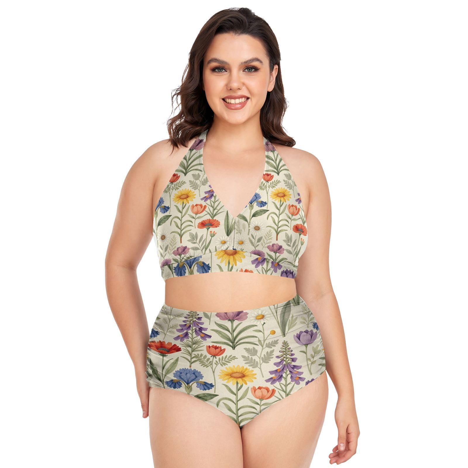 FRODOTGV Costumi da bagno donna taglie forti L-4XL | Materiale liscio e setoso, coppe imbottite rimovibili, senza fili, per viaggi tropicali e attività acquatiche vintage