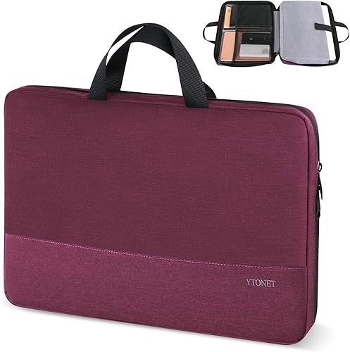 Ytonet Funda para laptop de 15.6 pulgadas, compatible con la TSA, con asa, para mujer, funda protectora delgada de transporte compatible con laptops