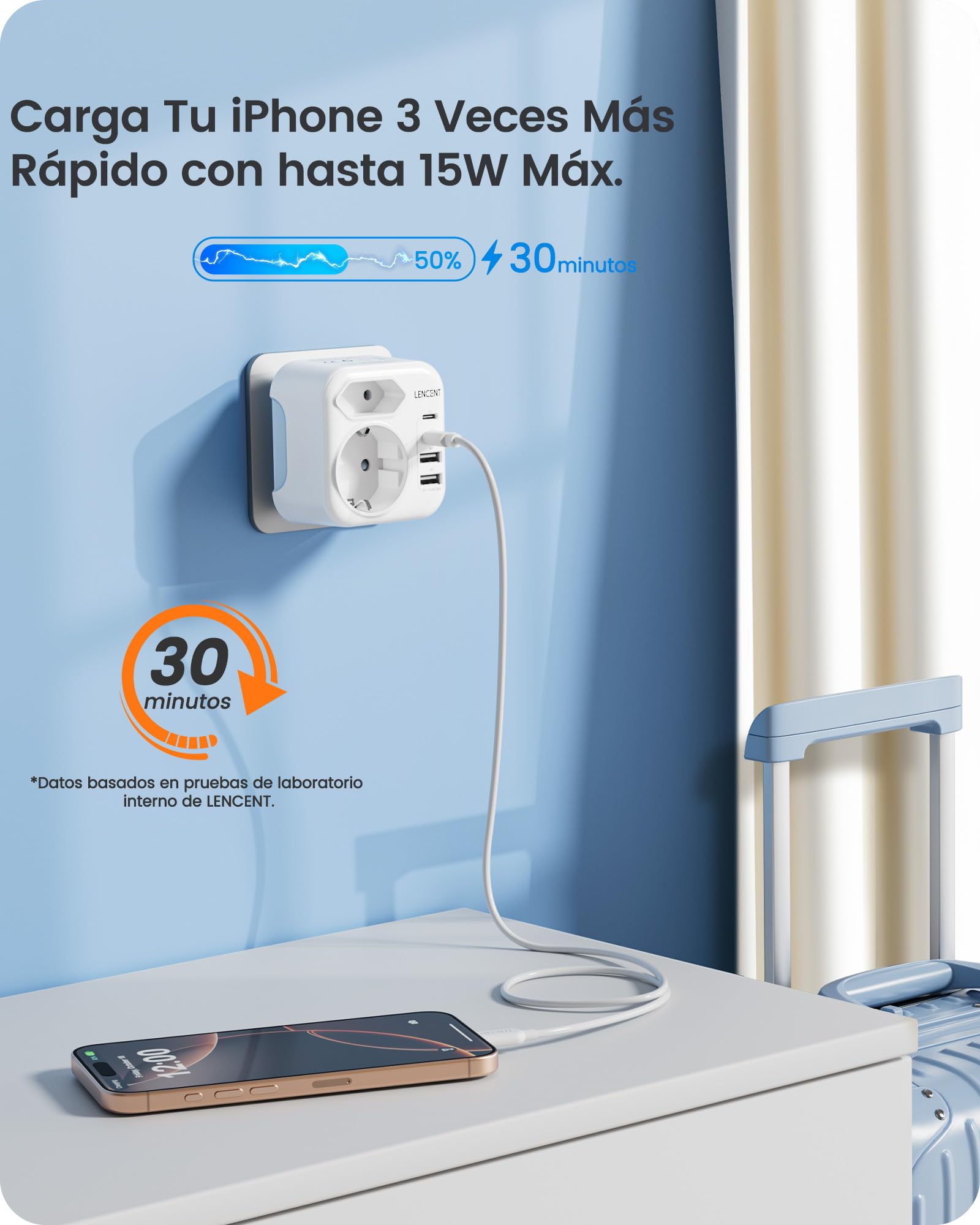 LENCENT Tipo A y Tipo B Combinación Adaptador Enchufe Plegable, Adaptador Corriente de Viaje para EE.UU., Canadá, México, Tailandia, Japón, Vietnam, República Dominicana, Costa Rica, Colombia — view 5
