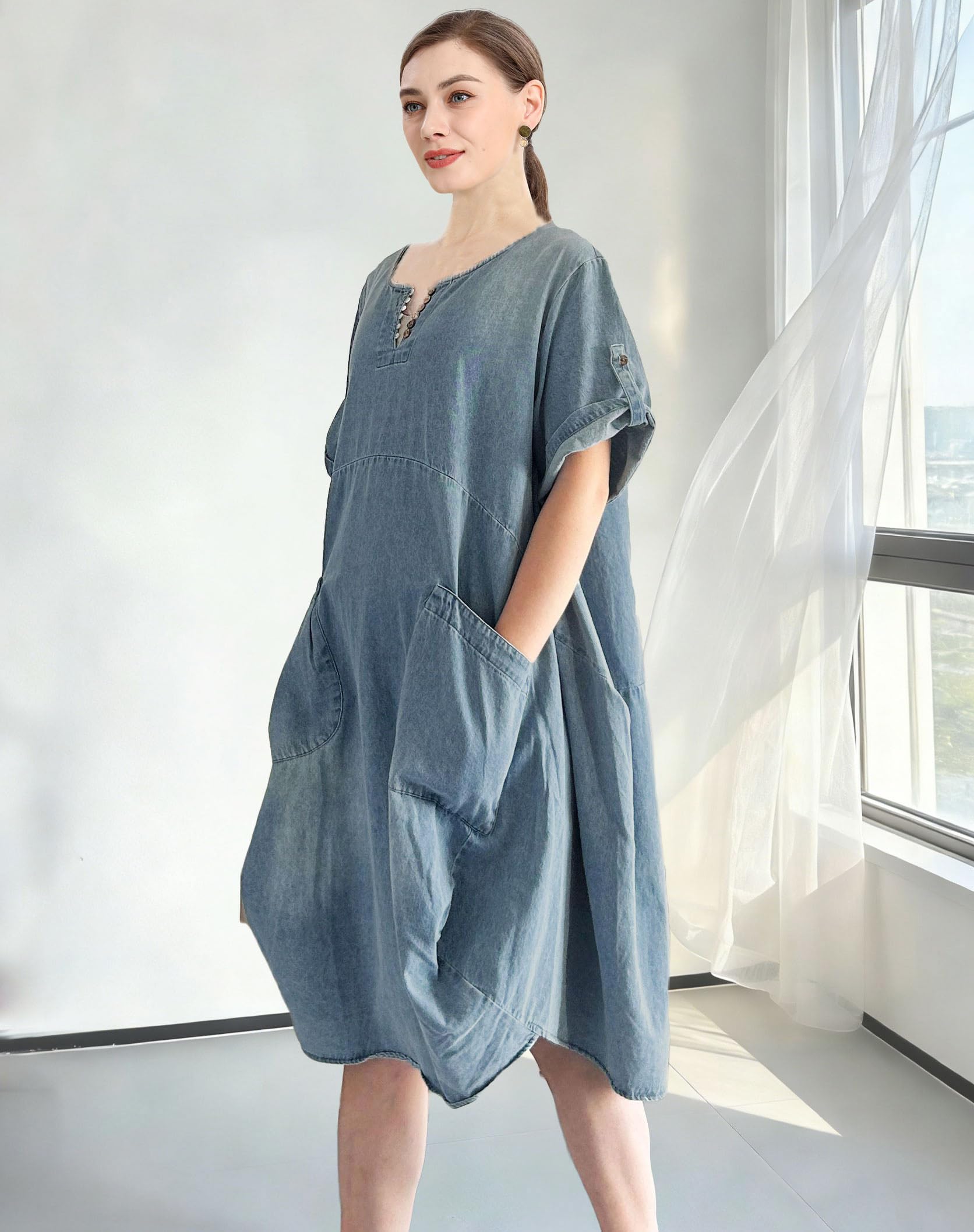 Minibee codzienny Kobiety Oversize Casual Midi Dress