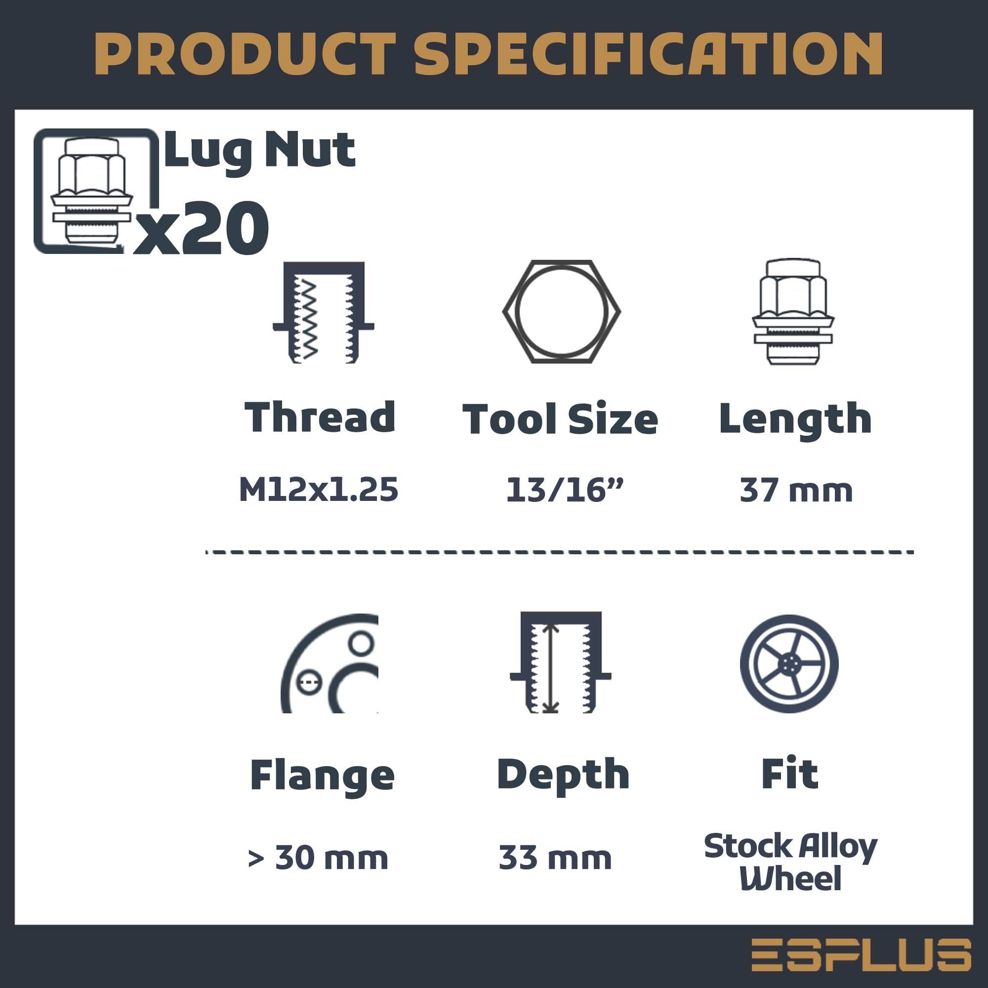 M12x1.25 Lug Nut, 13/16
