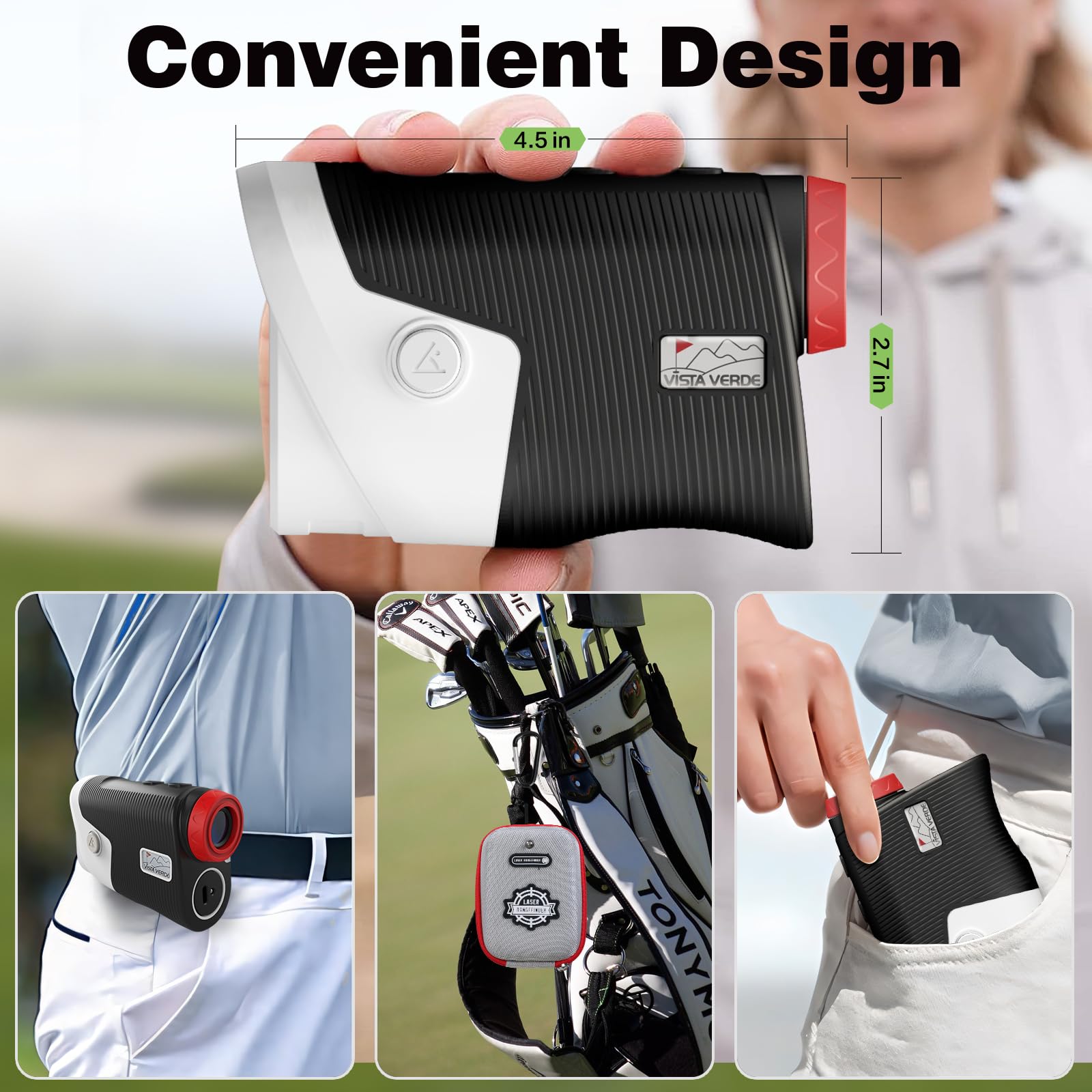 Vistaget Telemetro Laser Da Golf 1200m - Con Pendenza On/Off, Blocco Bandiera, Magnete E Ricarica USB-C - 2