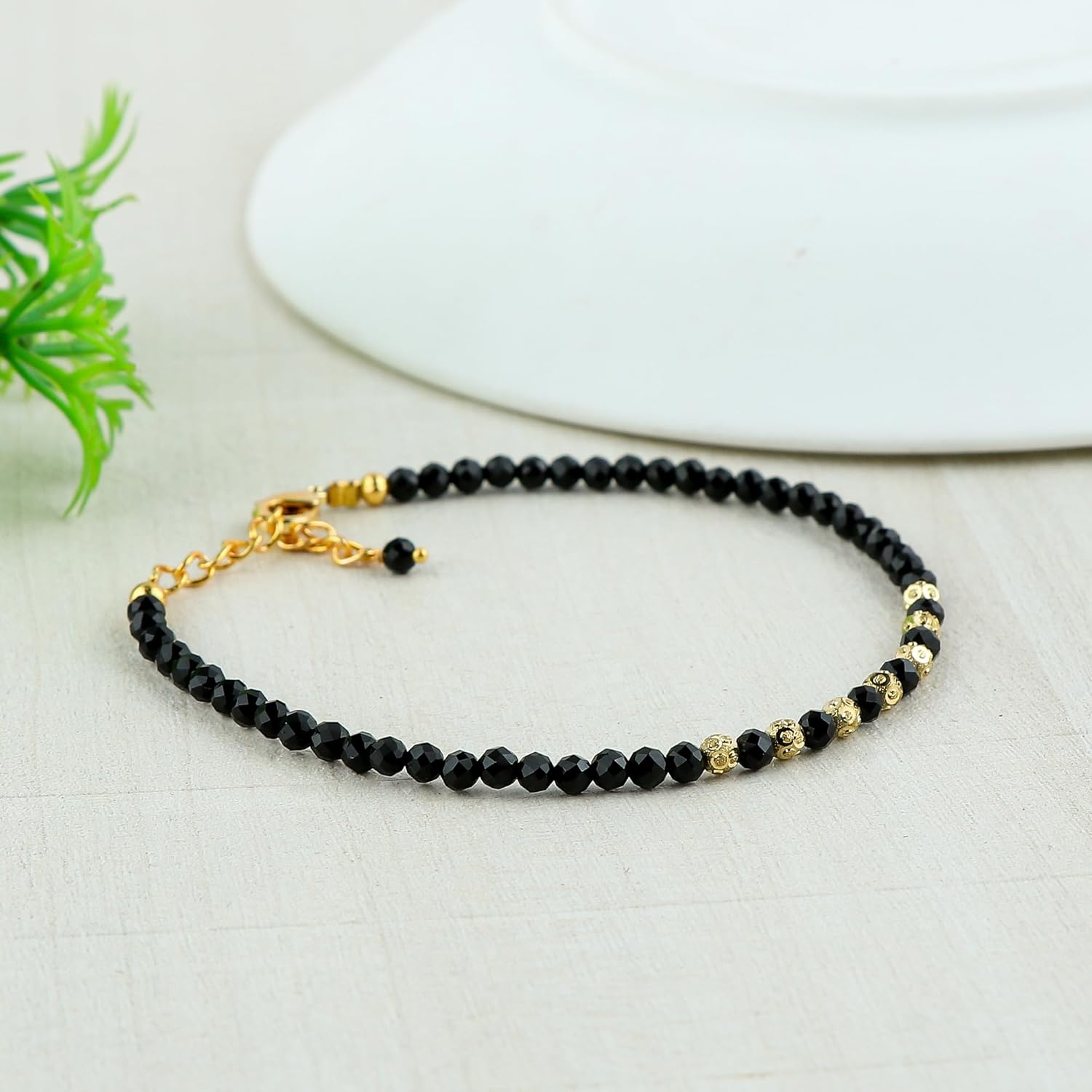 Natural Genuine Gemstone, Birthstone, Handmade Simple Bracelet, Gorgeous Micro Beads Bracelet, Chakra Jewelry, Healing Crystals in 14k Gold Plated Chain 8 inch - Image 2