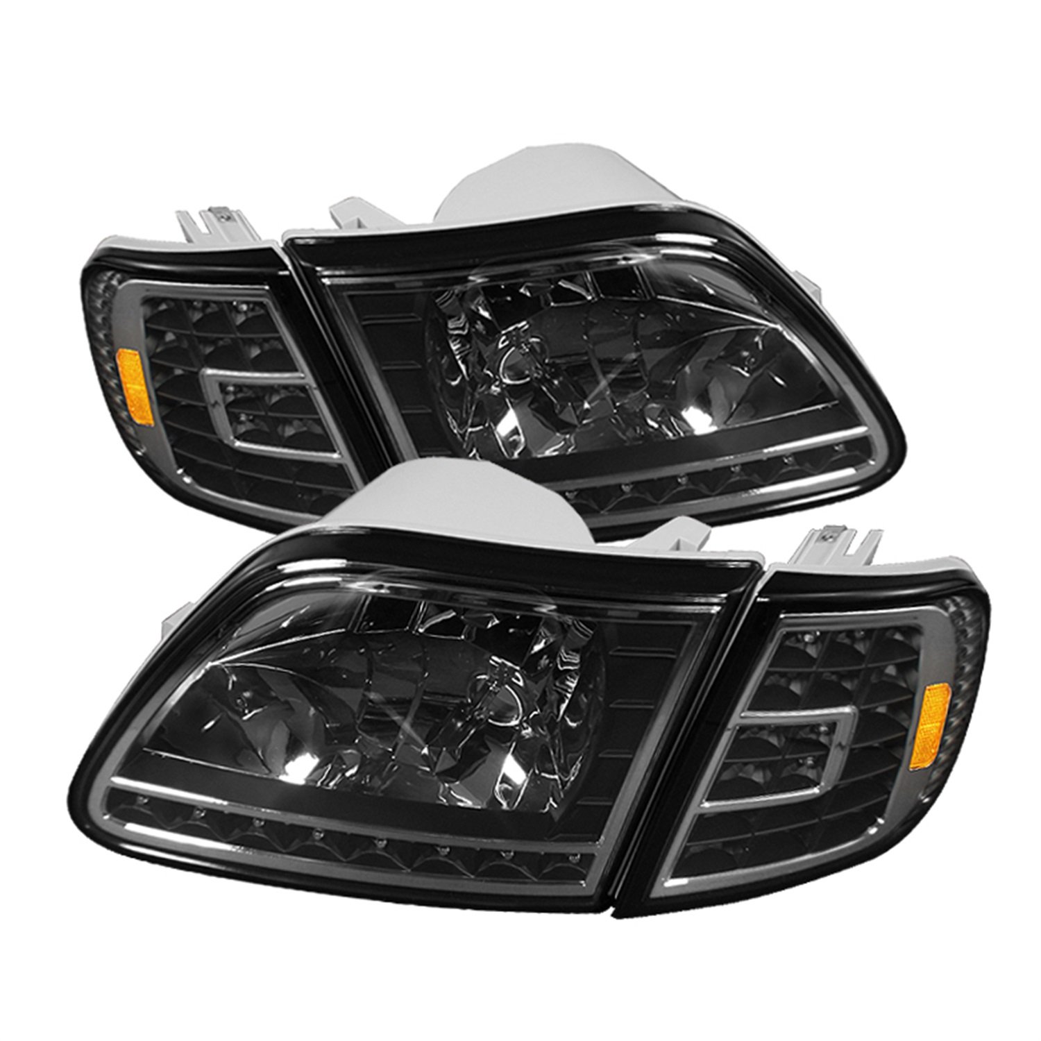 Crystal Headlights (HD-ON-FF15097-LED-SET-BK)