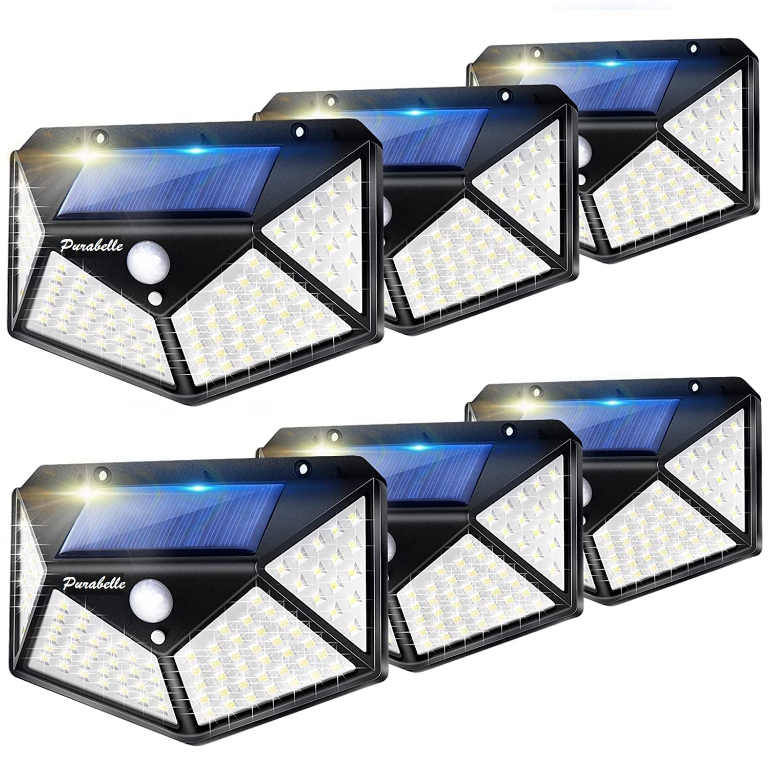 Purabelle Solar Lights Outdoor, 100 LED/3 Modes 270deg Lighting Angle Solar Motion Sensor Outdoor Lights, IP65 Waterproof Solar Powered Wall Lights (Black, 6-Pack)(Plastic) (B0BWWC5XC2) Amazon Price History, Amazon Price Tracker