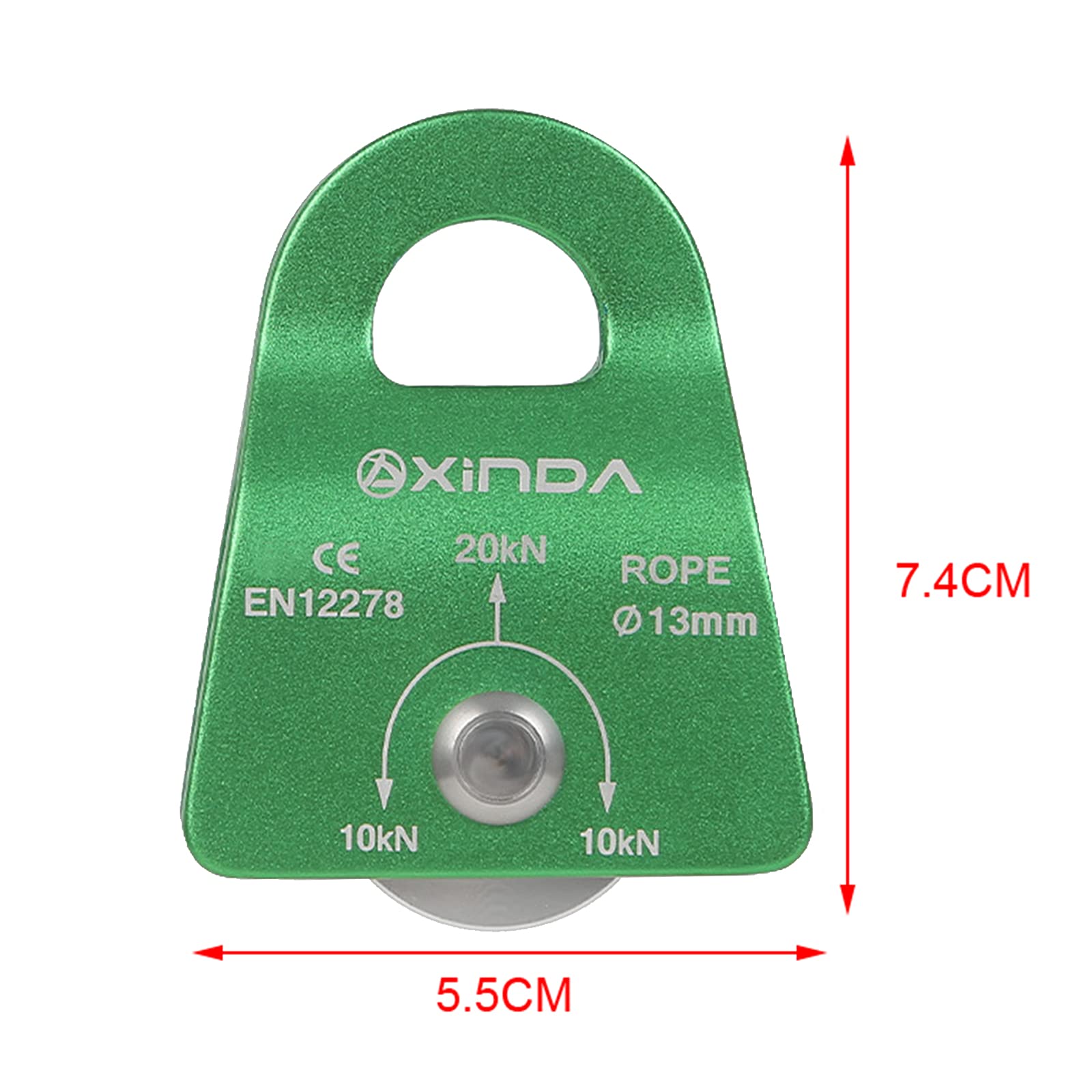 Generic 20KN General Purpose Mobile Pulley for Climbing, Single Micro Pulley 13mm Rope Hauling for Outdoor Use, Green, 5.5x7.4cm