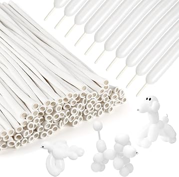 Voircoloria 100Pcs 260 Long Balloons Twisting Animals Modeling, White