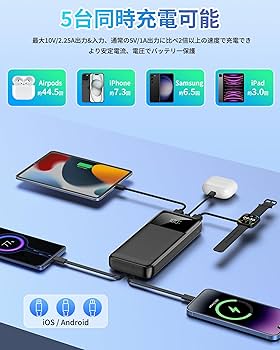 モバイルバッテリー（５個セット） Amazon | モバイルバッテリー 大容量 【40000mAh・2.4A急速充電